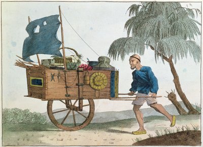 1811年の帆の下に手押し車を持つ中国の農民 作： French School