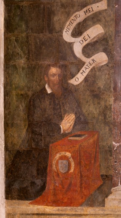 教会（Eglise Saint-Jean-Baptiste）。内部の様子。サン・フルーシー礼拝堂壁画。マリアの賛美（fresque dite de la bonne mort）。17世紀初頭。 作： French School