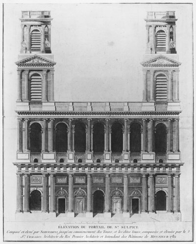 サンシュルピス教会、ファサードの昇格、パリ、1782 作： French School