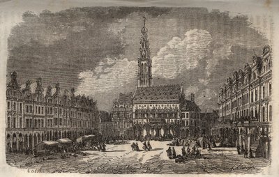 アラス市の市庁舎と鐘楼 - Victor Duruy (1811-1894)の「Histoire de France」に掲載された彫刻 - 1882年 作： French School