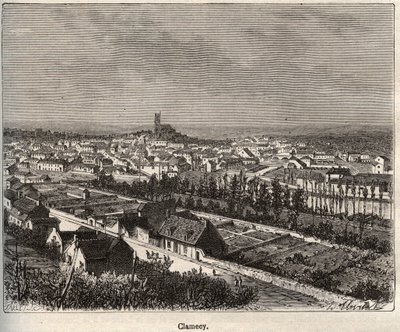 クレーメシー、ニーヴル、ブルゴーニュ - V.A.マルト・ブラウン著「La France illustree: Geography, history, statistical administration」に掲載された彫刻。1884 作： French School