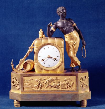 ドッカーの人形が付いた保釈金型の時計 1787年以降（ブロンズ 作： French School