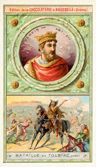 トルビアックの戦いでのクローヴィス1世、496年（クロモリト 作： French School