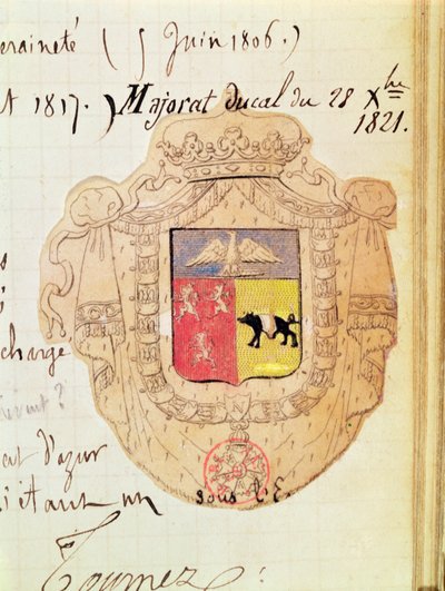 チャールズ・モーリス・ド・タレイラン・ペリゴールの紋章（1754-1838）ベネヴェントの王子 作： French School