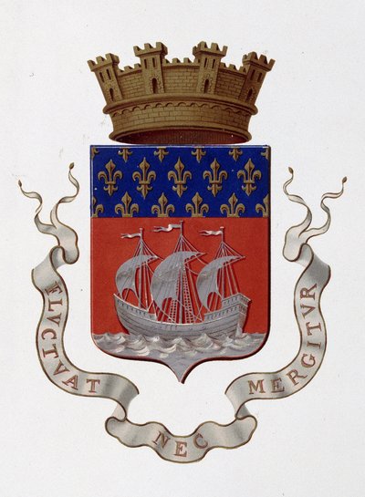 パリ市の紋章。Empire (Napoleon III) - Prefector decision du 24 novembre 1853 - in "Armorial National de France", by H. Traversier, Paris 作： French School