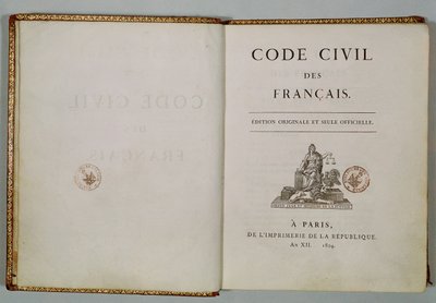コードシビル、タイトルページで開く、1804 作： French School