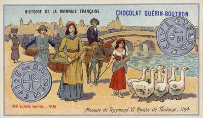 トゥールーズ伯爵レイモン6世のコイン 作： French School