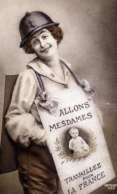フランスのために働く女性たちよ（出産の扇動）、ポストカード、1918年V.S. 作： French School