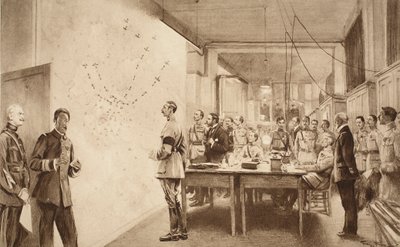 1914〜19年のパリでのゴータ襲撃の進展を示すフランス航空省の司令官とスタッフ 作： French School