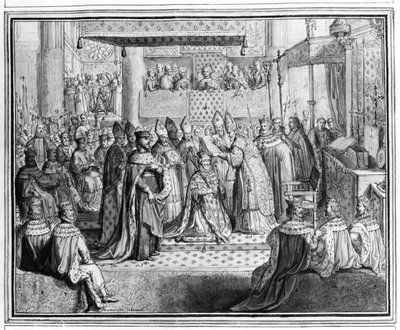 1594年1月27日、16世紀後半のシャルトル大聖堂でのアンリ4世の奉献と戴冠（1553-1610）（詳細）（207725も参照） 作： French School