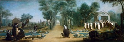 修道院の庭と神社、フランス、1870年頃 作： French School