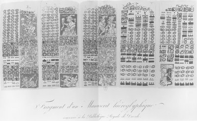 食の天文台を描いたマヤの写本の断片のコピー 作： French School