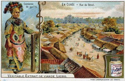 コレ。ソウルの街並みと女性の衣装 - クロモ・リエビグ、v.1900 作： French School