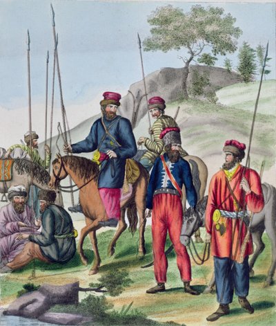 1814年頃のロシア軍のコサック 作： French School