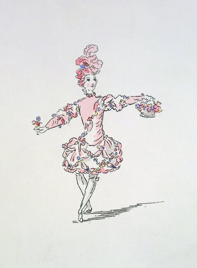 Les Fetes de LHymenでの春としての若いエジプト人の衣装デザイン（手描きの彫刻） 作： French School