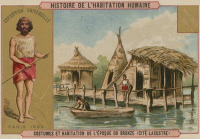 青銅器時代の衣装と湖畔の住居（クロモリト 作： French School