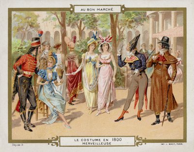 1800年のコスチューム - merveilleuse (chromolitho) 作： French School