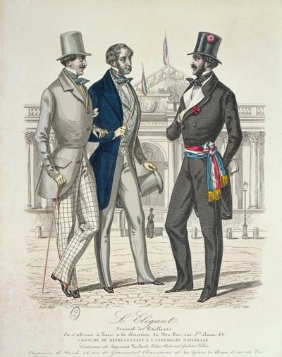 1848年に国会議事堂を背景にしたデピュの衣装 作： French School