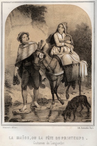 ラングドックの衣装 - 舞踏会 - MORING MICHELの "THE SOURCES OF MY UNCLE MEMORIES AND TRAVEL STORIES "に掲載された彫刻 - 19世紀末 作： French School