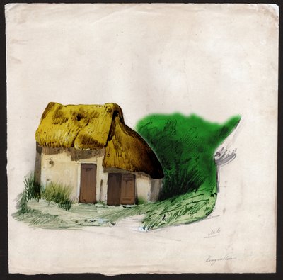 フランスのコテージ。(図面、1830年頃) 作： French School