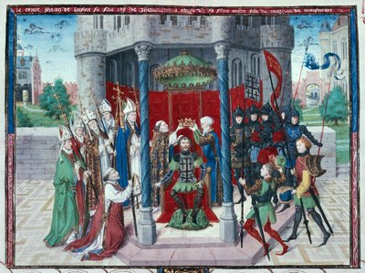 ジャン・ド・ブリエンヌ伯爵の細密画（1450年頃、ヴェラムにテンペラ、「エルサレムの聖書」より） 作： French School