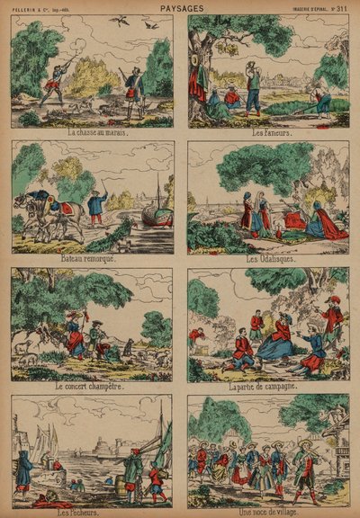 田舎の風景（彩色済み彫刻 作： French School