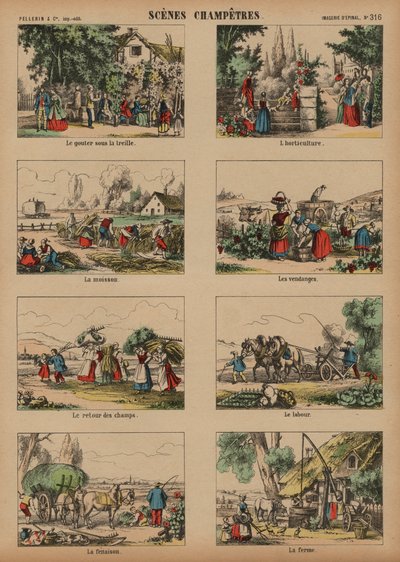 田舎の風景（彩色済み彫刻 作： French School