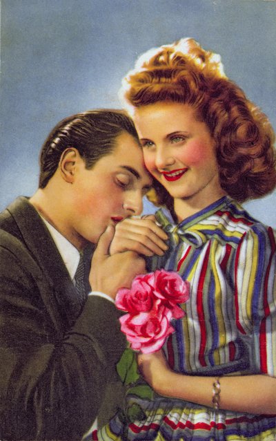 バラと夫婦、1930年頃 作： French School