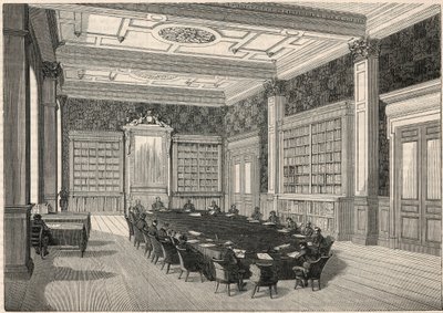 監査役会-図書館と会議室-Edmond Texier 1852年の "Tableau-de-Paris "に掲載された図版 作： French School