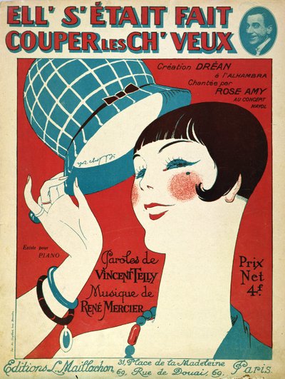 楽譜の表紙、ヘアカット、1924年 作： French School