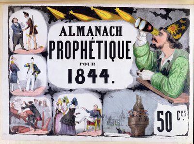 ノストラダムス（1503-66）1844を描いた予言年鑑の表紙 作： French School