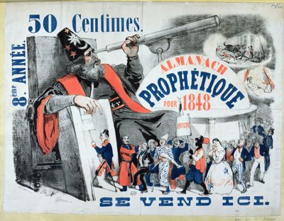 ノストラダムス（1503-66）を描いた予言年鑑の表紙1848 作： French School