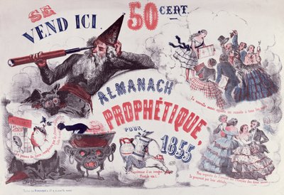 ノストラダムスを描いた預言年鑑の表紙、1855 作： French School