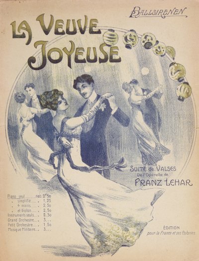 フランツ・レハール作「メリー・ウィドウ」のラ・ヴァルス・バルシレネンのスコアシートの表紙（1870-1948） 作： French School