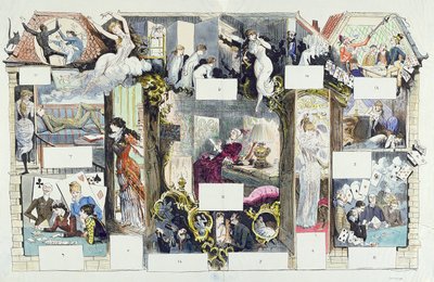 パリの家の断面図、ラヴィパリジェンヌのイラスト、1875年頃（カラー彫刻） 作： French School