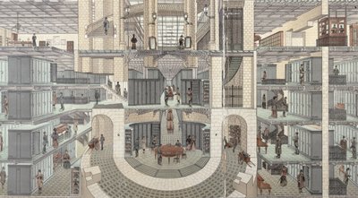 クレディ・リヨネのベースメントの断面図 作： French School