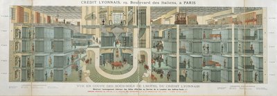 Credit Lyonnaisの地下の断面図、19 Boulevard des Italiens、c.1878-82 作： French School
