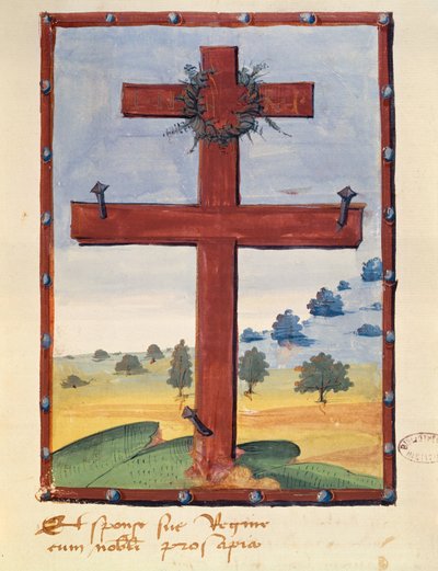 ロレーヌの十字架、ルネII（1451-1508）ロレーヌ公爵に関連する原稿からのミニチュア 作： French School