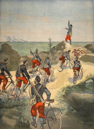 キューバ沿岸のサイクリングサービス、ルプチジャーナルのイラスト：サプリメントイラスト、1898年 作： French School