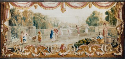 公園でのダンス、オーブソンタペストリーワークショップ、1782年頃（ウール＆シルク） 作： French School