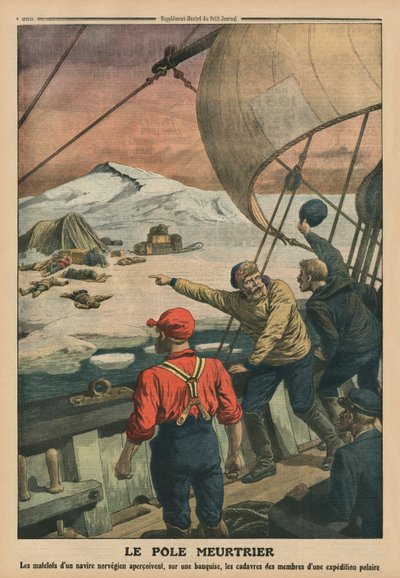 Deadly Pole、「Le Petit Journal」の裏表紙イラスト、補足イラストレーター、1913年8月10日 作： French School