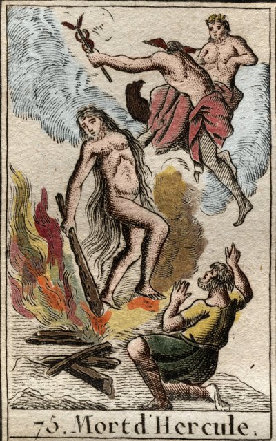 ヘラクレス（ヘラクレス）の死と神格化 ピエール・ブランシャール1803年の "Mythologie de la jeunes "より。 作： French School