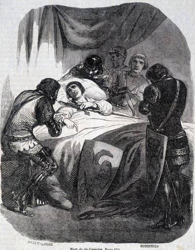 1380年のデュ・ゲスクランの死 - L.-P.の『Histoire de France』よりアンケティル 作： French School