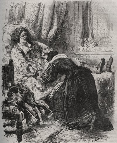 ジャン・バティスト（Jean-Baptiste）・ポケリン（Jean Baptiste Poquelin, dit Moliere）（1622-1673）の死、2月17日 作： French School