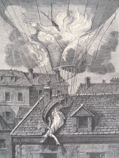 1819年の航空事故によるマダムブランチャードの死 作： French School