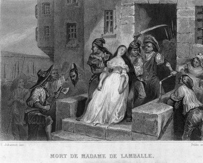 ランバル公女マリー・テレーズ・オブ・サヴォワ・カリニャン（1749-1792）の死（1792年）-ティエールの「フランス革命」にて19世紀 作： French School