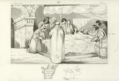 フランシスコの政治家、Pepin of Heristalの死、714 作： French School