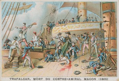 1805年のトラファルガーの戦いでのフランス海軍大将マゴンの死 作： French School