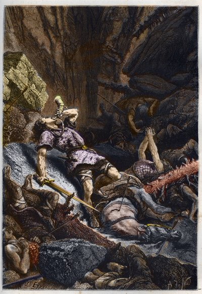 シャルルマーニュの甥である騎士ローランの死、ロンセヴォーの戦い（778年）シャルルマーニュ軍とサラセン人との戦いで - ロンセヴォー峠の戦いでのローランの死、778年 - 「L