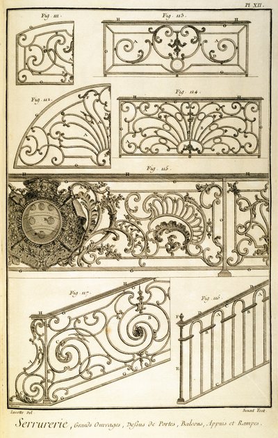 Diderots Encyclopaedia、パブからの装飾的な鉄細工。 1771 作： French School